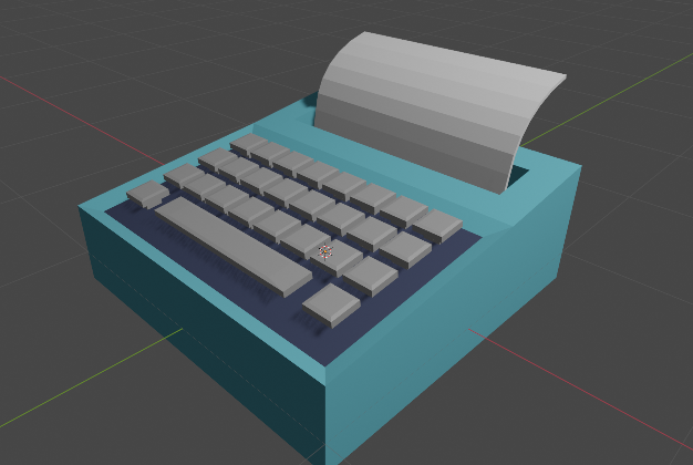 Primitive 3D model of a typewriter with paper inserted. Primitive 3D model of a typewriter with paper inserted.